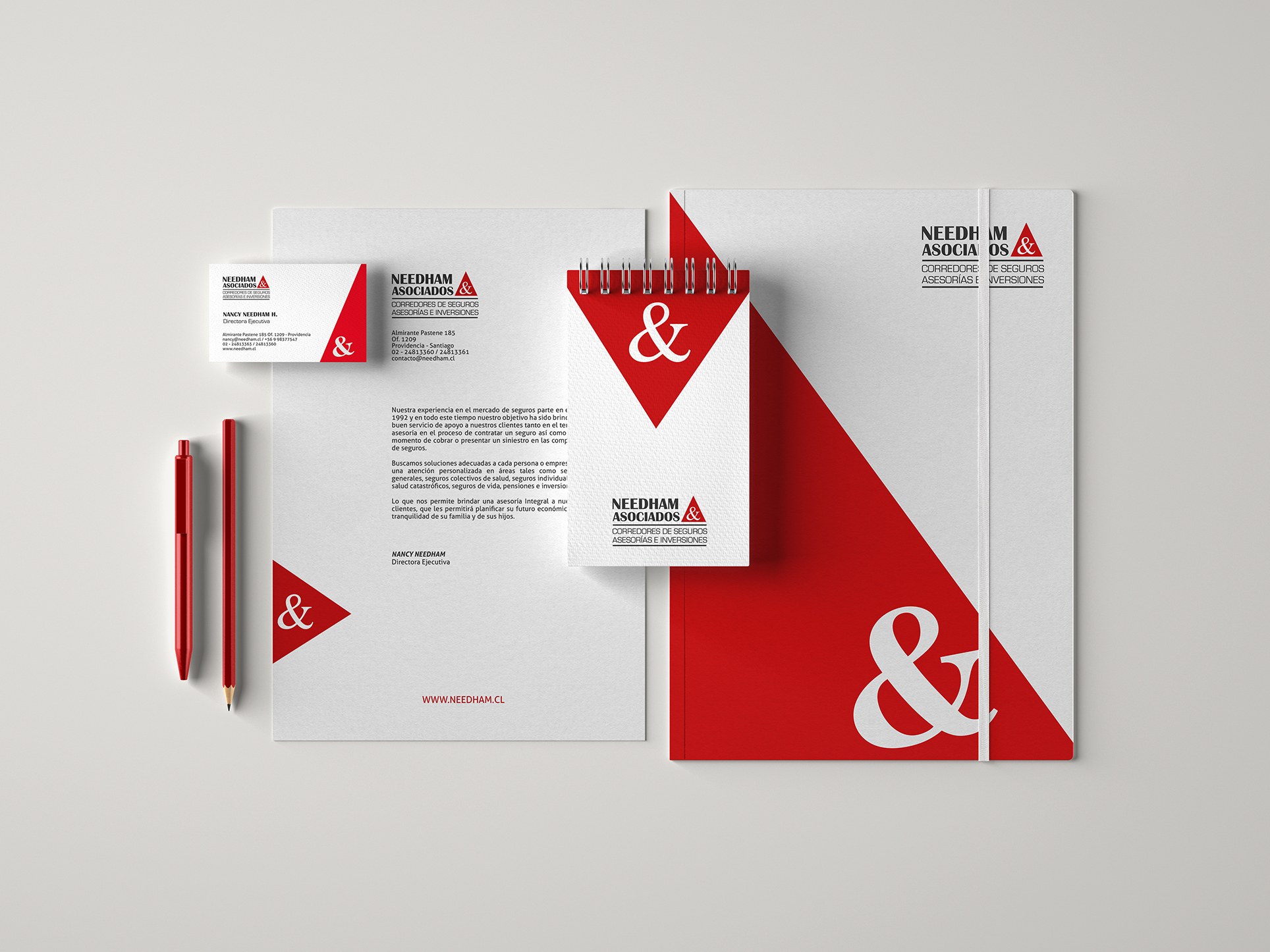 Diseño de papelería Needham & Asociados