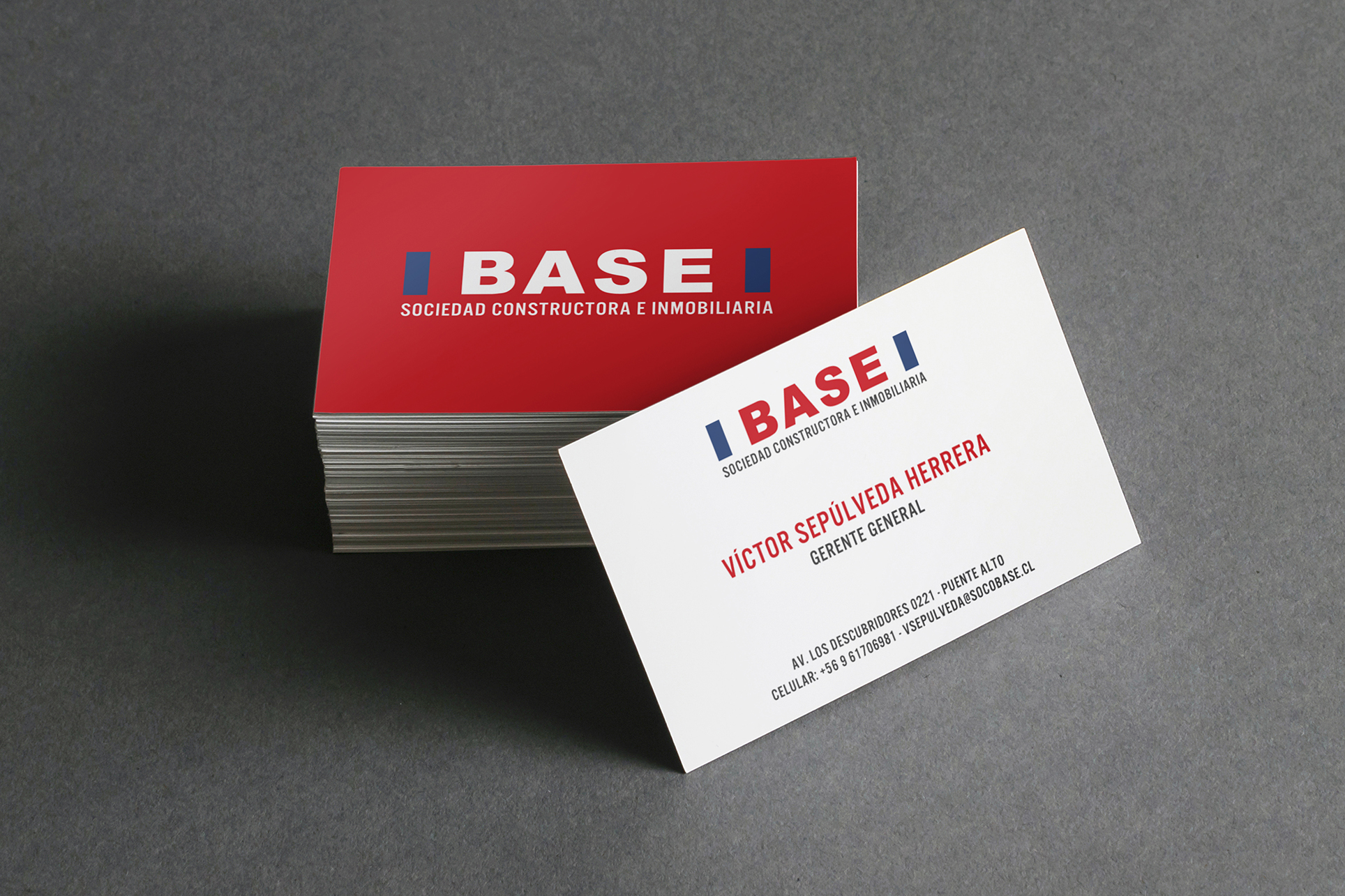 Diseño de logotipo y tarjeta de visita Base Constructora e Inmobiliaria